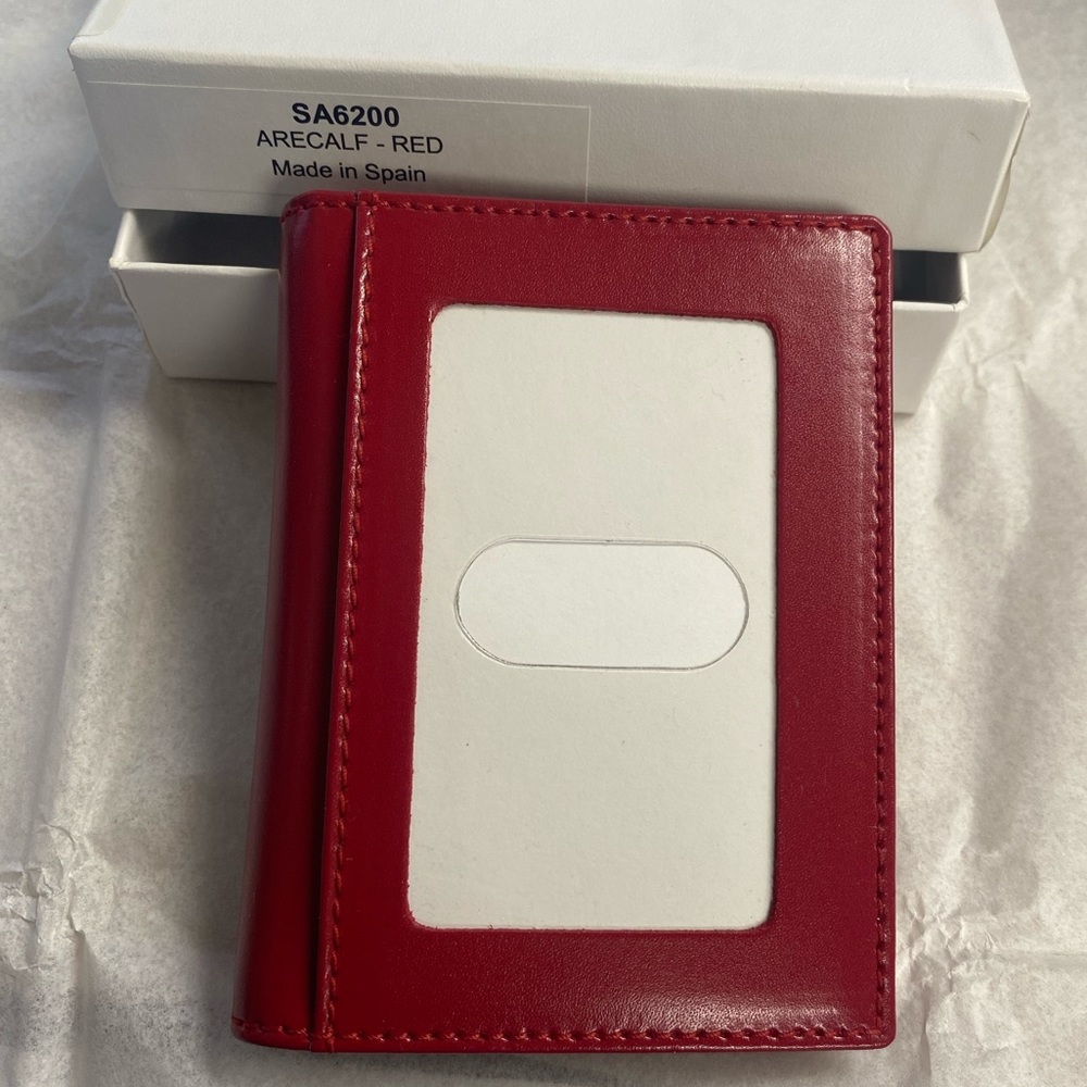 Comme Des Garcons Leather Bifold Wallet with ID Slot Red